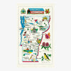 Tea towel with State of Vermont and iconic locations and state symbols