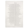 Sir Madam brand hand-screened wine list tea towel on a white background