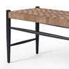 'Wyatt' Bench with leather strapped seat and black legs by four hands furniture on a white background
