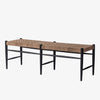'Wyatt' Bench with leather strapped seat and black legs by four hands furniture on a white background