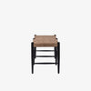 'Wyatt' Bench with leather strapped seat and black legs by four hands furniture on a white background