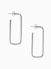 Able brand Bali rectangular hoops in sterling silver fill on a white background